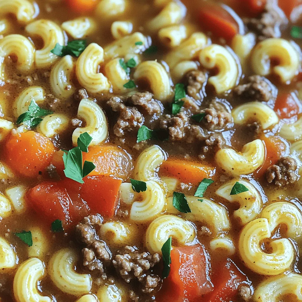 To make Classic Beef & Tomato Macaroni Soup, you need fresh and simple ingredients. Each one plays a key role in creating a rich flavor. Here’s what you’ll need: