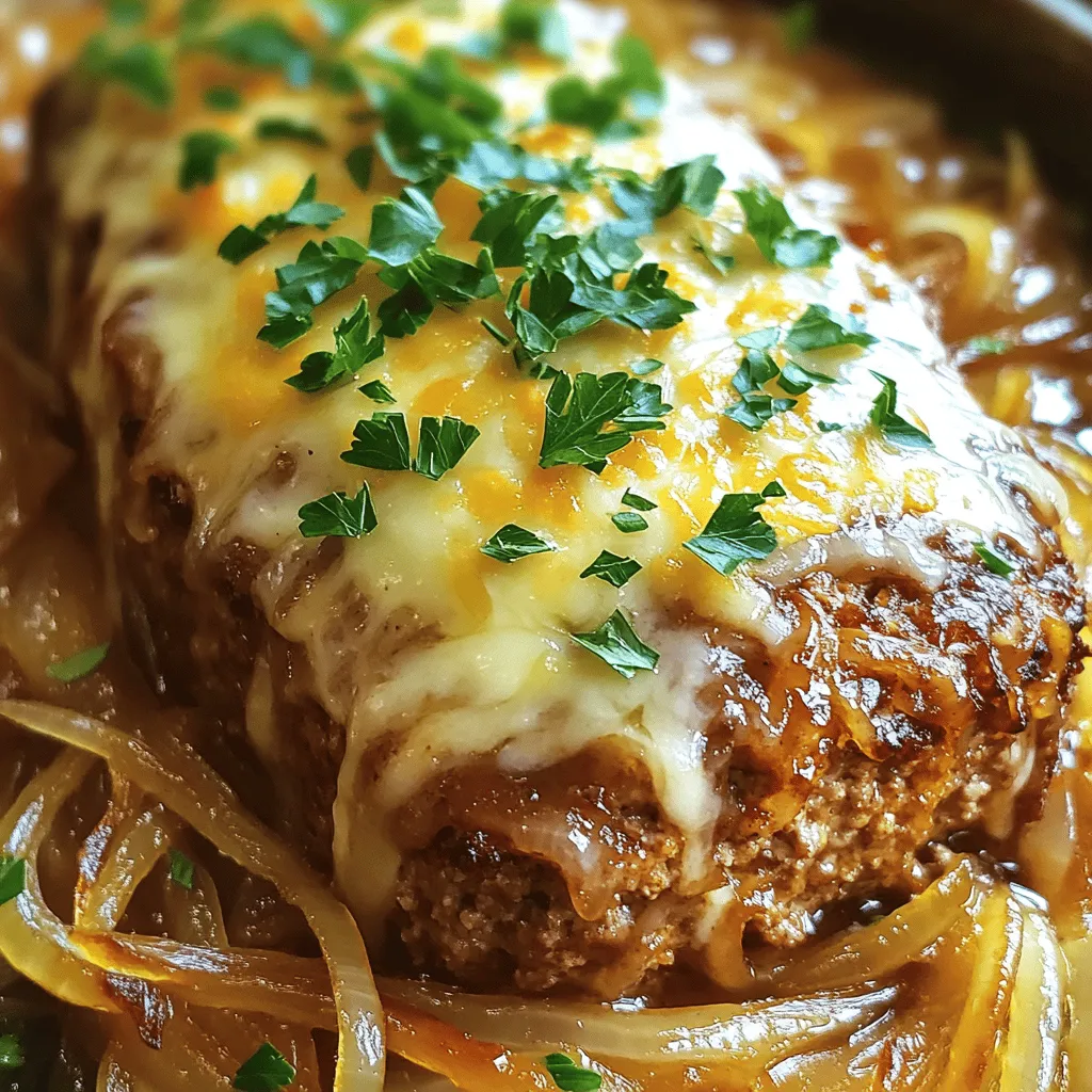 Crockpot French Onion Meatloaf with Melted Swiss Cheese Recipe