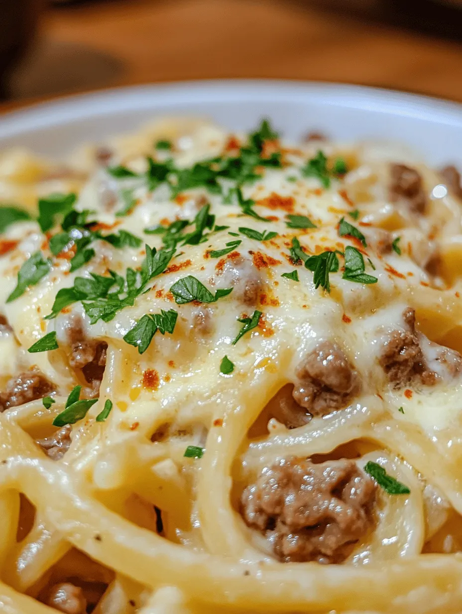 Cheesy Garlic Butter Linguine with Savory Ground Beef