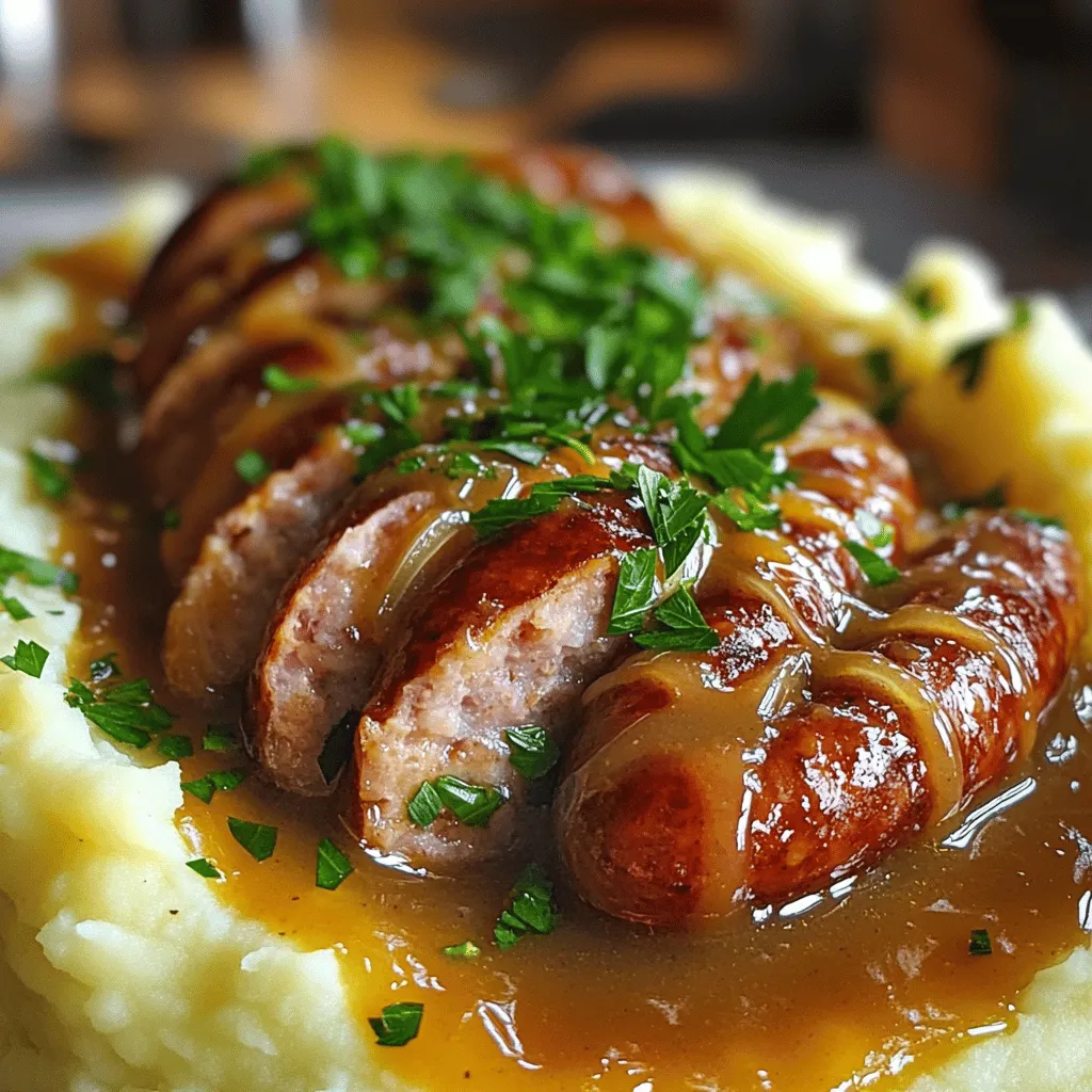 To make classic bangers and mash, gather these key ingredients: - 6 quality pork sausages (or vegetarian sausage alternative) - 4 large russet potatoes, peeled and chopped - 1 cup whole milk - 4 tablespoons unsalted butter - 1 tablespoon olive oil - 1 medium onion, thinly sliced - 2 cloves garlic, minced - 1 tablespoon Dijon mustard - 1 cup beef or vegetable broth - 1 teaspoon Worcestershire sauce (optional) - Salt and pepper to taste - Fresh parsley, chopped (for garnish)