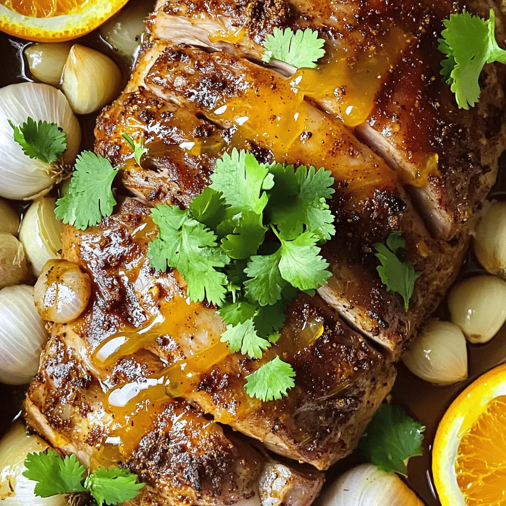 - 3-4 lbs pork shoulder, bone-in - Spices: - 1 tablespoon smoked paprika - 1 tablespoon ground cumin - 1 tablespoon garlic powder - 2 teaspoons onion powder - 2 teaspoons dried oregano - 1 teaspoon cayenne pepper (adjust for heat) - 1 teaspoon salt - 1 teaspoon black pepper - Liquids: - 1 cup low-sodium chicken broth - 1 cup orange juice (freshly squeezed for best flavor) - 2 tablespoons apple cider vinegar - Aromatics: - 1 onion, coarsely chopped - 6 cloves garlic, whole - Fresh Ingredients: - 2 tablespoons olive oil - Fresh cilantro, for garnish