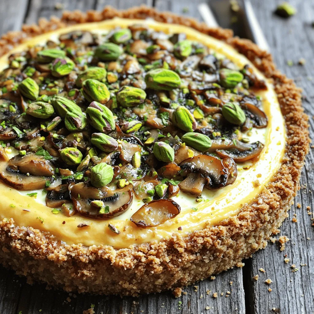 - 1 cup pistachios, shelled - 1 cup mushrooms, finely chopped (preferably shiitake or cremini) - 8 oz cream cheese, softened - 1 cup feta cheese, crumbled - ½ cup grated Parmesan cheese