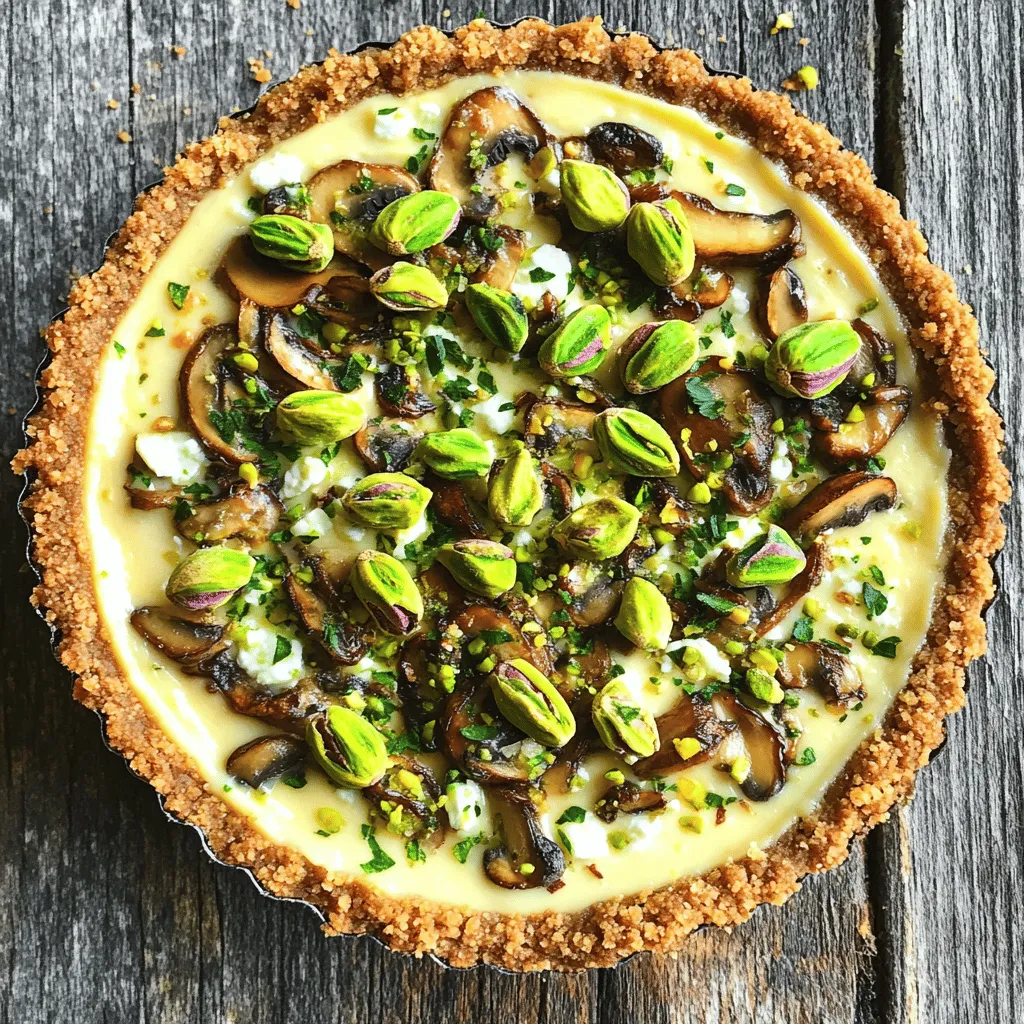 Pistachio and Mushroom Cheesecake with Feta Crust