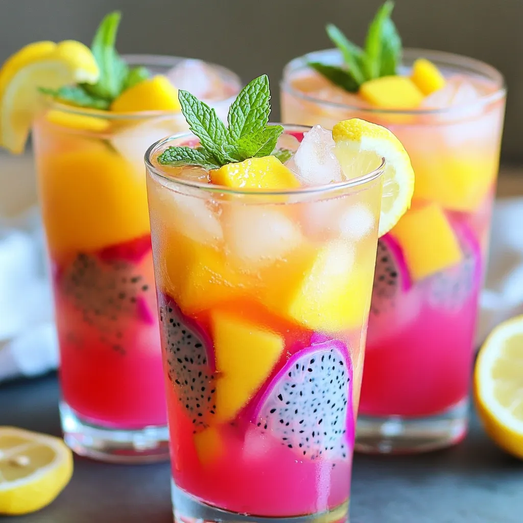 To make mango dragon fruit lemonade, you need fresh fruits and some basic items.