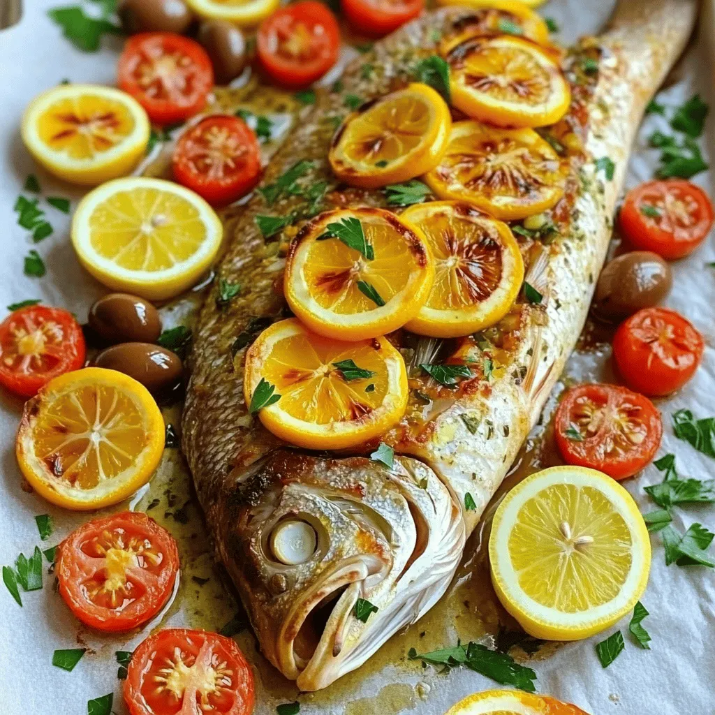 Mediterranean Baked Fish is simple yet packed with flavor. The main star is the fish itself. I recommend using whole white fish like snapper or bass. These types are perfect for baking and hold up well in the oven. They also soak up Mediterranean flavors beautifully.