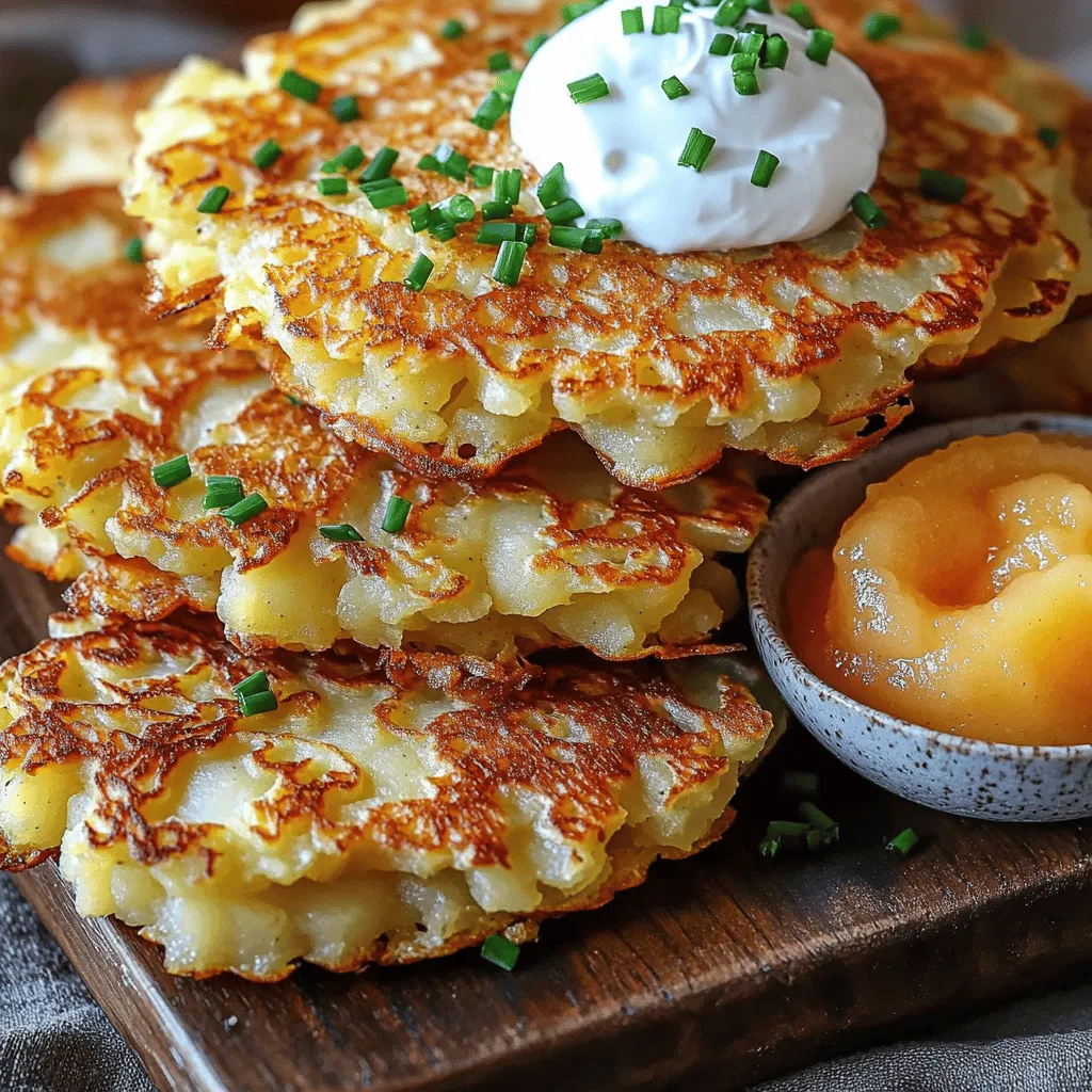 To make crispy German potato pancakes, you need the following key ingredients: - 4 medium-sized potatoes (Yukon Gold or Russet), peeled - 1 small onion, finely grated - 1 large egg, lightly beaten - 1/4 cup all-purpose flour - 1 teaspoon baking powder - 1 teaspoon salt - 1/2 teaspoon black pepper - Vegetable oil for frying