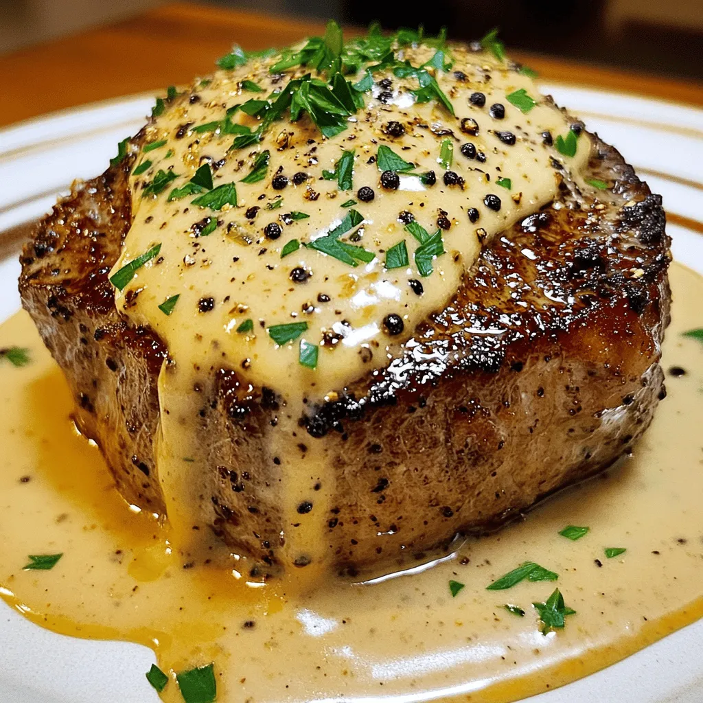 Seared Filet Mignon with Shallot Peppercorn Cream Sauce Delight
