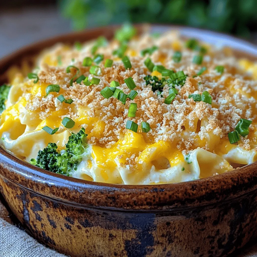 Creamy Broccoli Cheddar Chicken Noodle Casserole