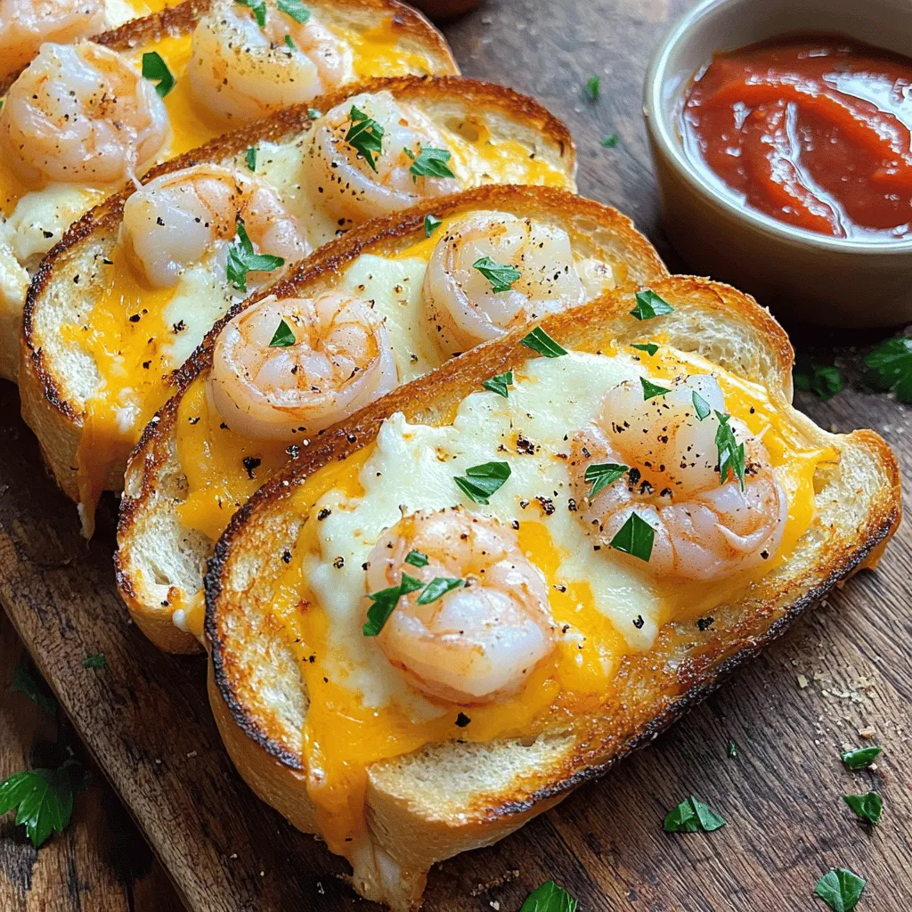 Cheesy Garlic Bread Shrimp Grilled Cheese Delight