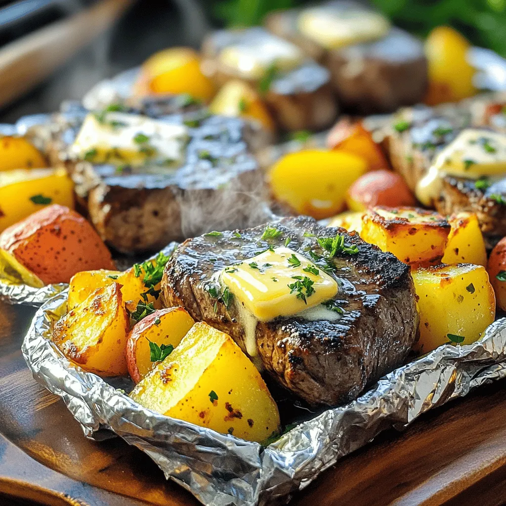 Garlic Butter Steak and Potato Foil Packets Recipe
