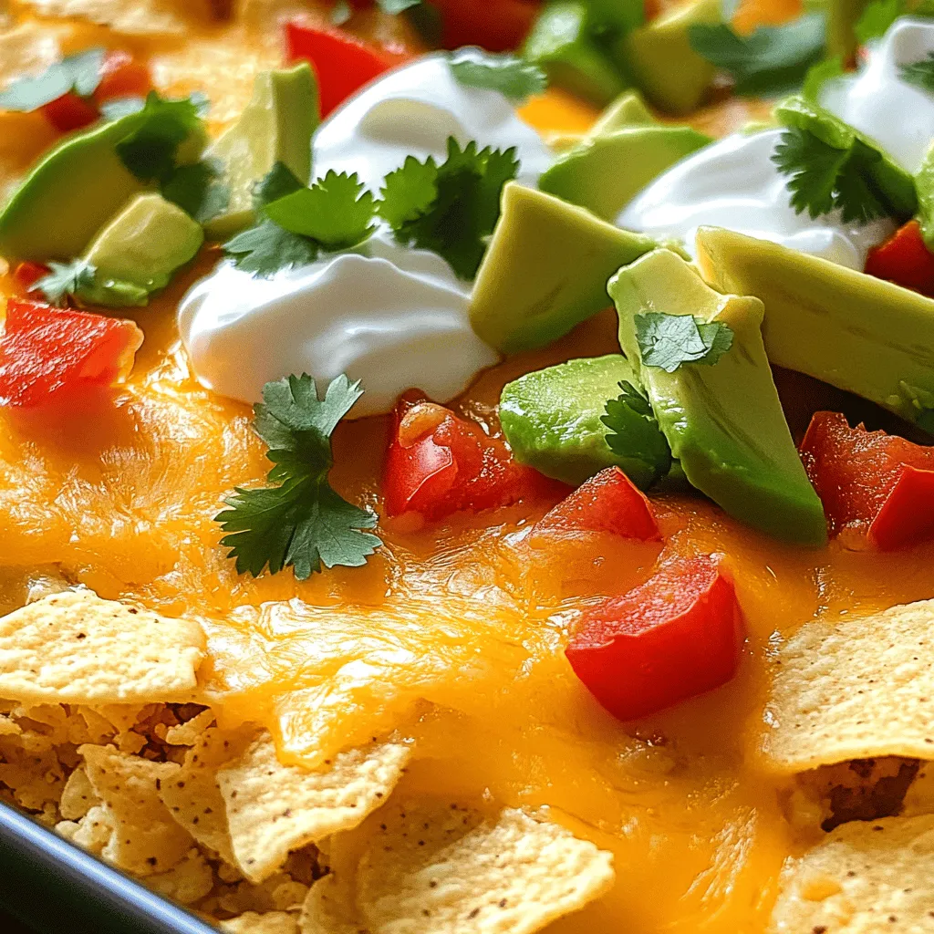 - Ground beef or turkey - Diced onion and red bell pepper - Black beans and corn - Diced tomatoes with green chilies - Taco seasoning and salsa - Tortilla chips and shredded cheese - Toppings (sour cream, avocado, cilantro)