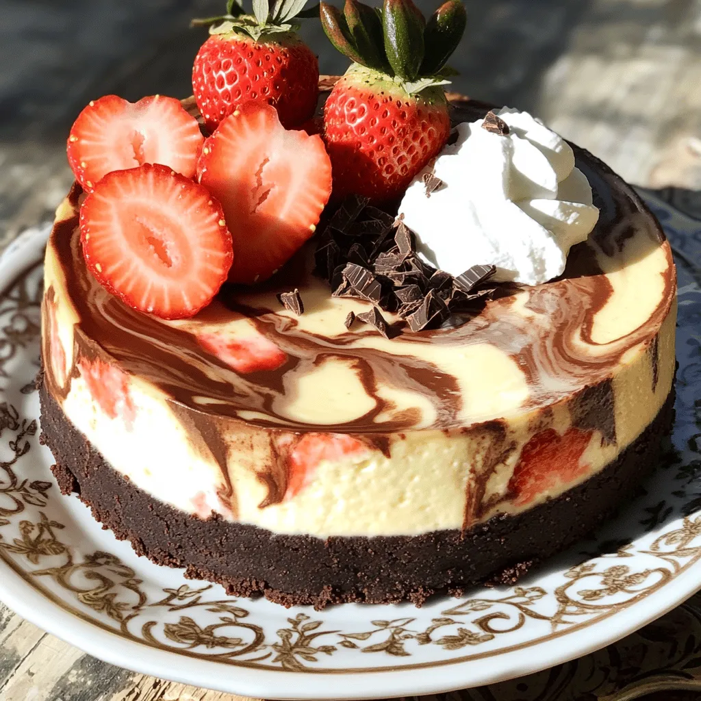 To make a rich and tasty chocolate strawberry cheesecake, gather the following items: