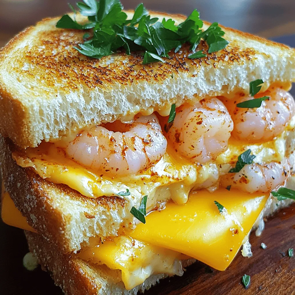 Garlic Butter Shrimp Grilled Cheese Sandwich Delight