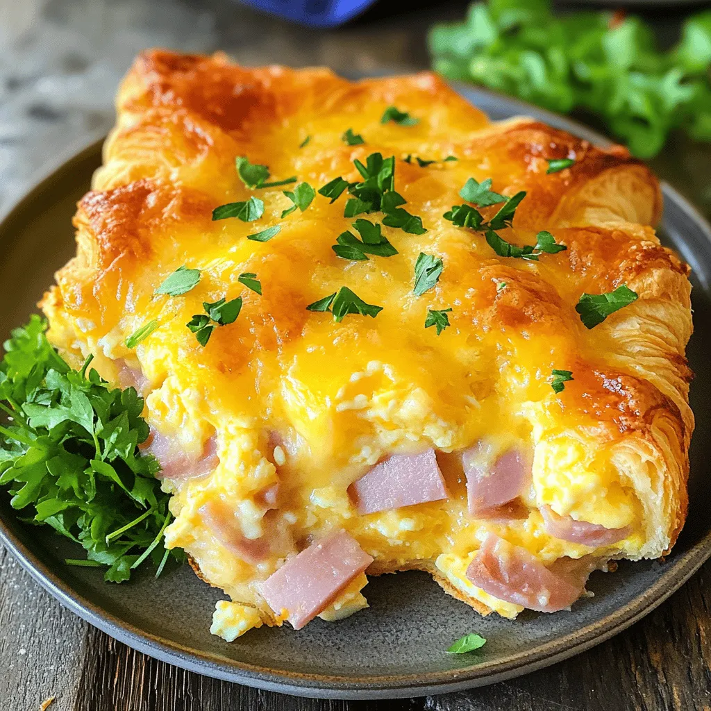 Ham and Cheese Croissant Breakfast Casserole Delight