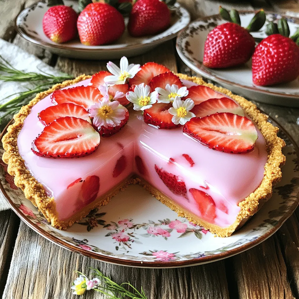 The Easter No Bake Jello Pie is a simple dessert that bursts with flavor. The main star is the fruit-flavored Jello. I love using strawberry, but you can pick any flavor. This Jello gives the pie its vibrant color and sweet taste. The gelatin sets the pie, making it firm but still creamy.