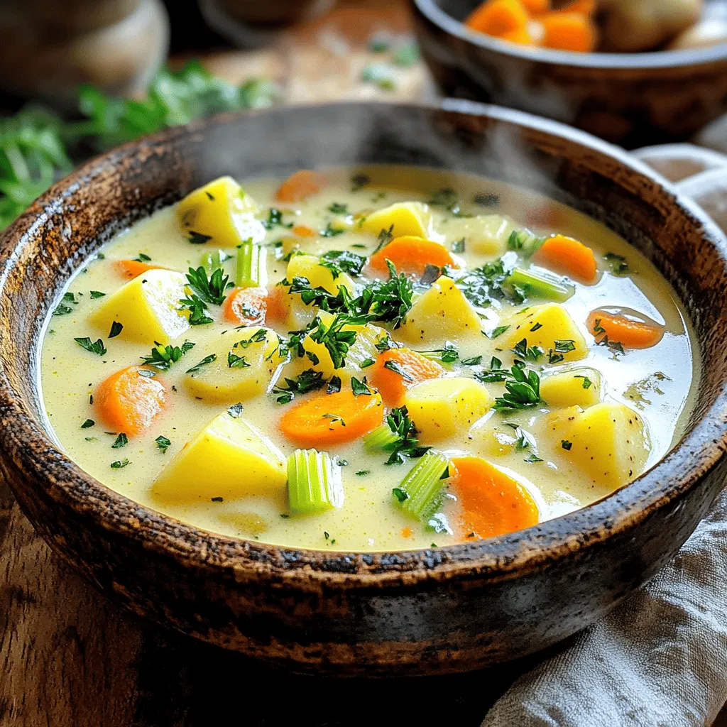 To create a great German potato soup, you need simple ingredients that pack flavor. The core of the soup is potatoes. I recommend using Yukon Gold potatoes. They are creamy and hold their shape well. You can also use Russet potatoes for a fluffier texture.