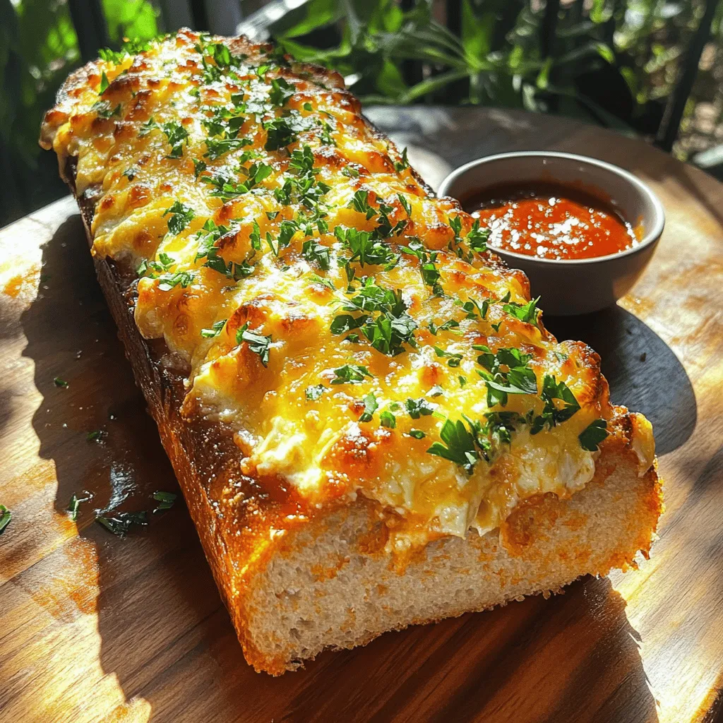 To make cheesy garlic bread, you need just a few key ingredients. First, choose the right bread. A large loaf of French bread works best. It has a nice crust and soft inside, perfect for holding toppings.