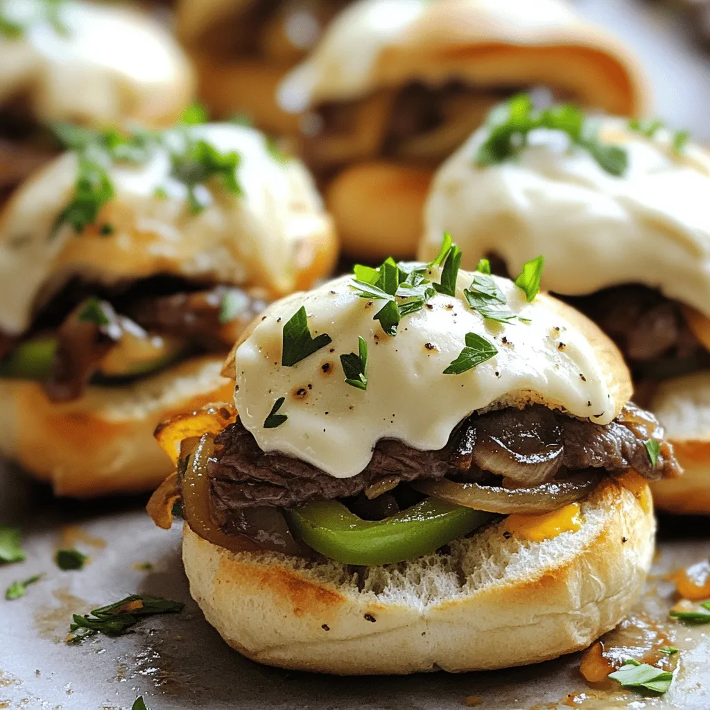 Philly cheesesteak sliders are mini cheesesteak sandwiches. They pack all the flavor of a classic cheesesteak but in a bite-sized form. You can serve them as a fun snack or a meal. These sliders make a great choice for parties or game day.