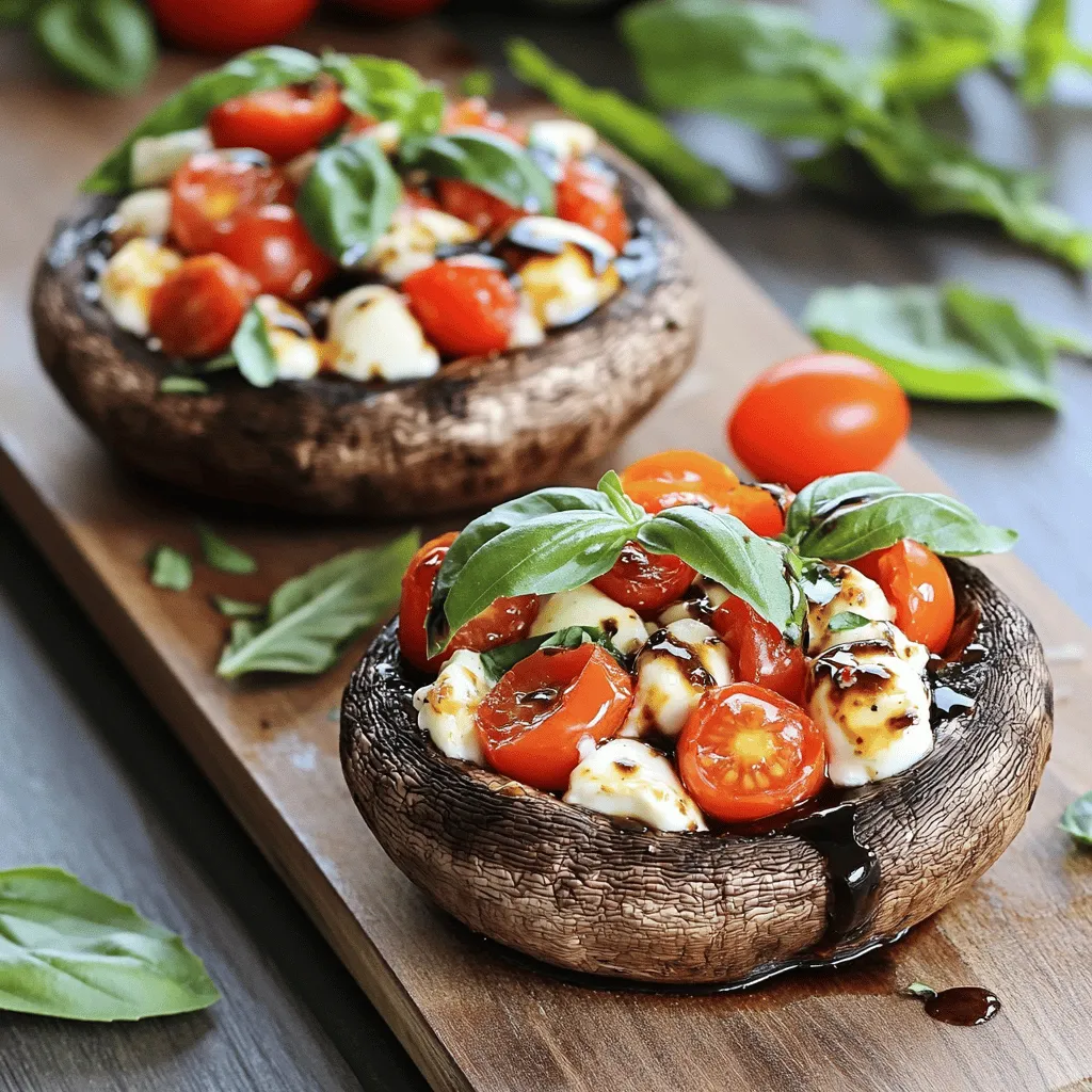 Here’s what you need to make Portobello mushrooms filled with Caprese delight. Gather these fresh ingredients for a tasty dish.