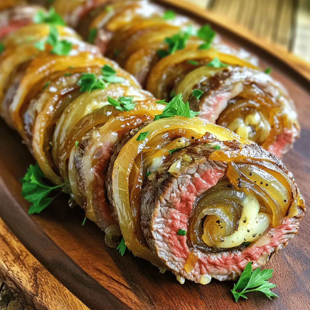 Savory French Onion Steak Pinwheels Easy Recipe