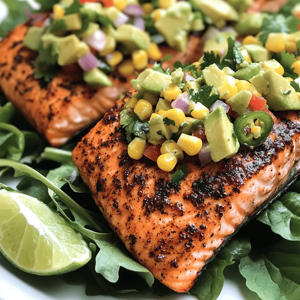 Blackened Salmon with Avocado Corn Salsa Delight