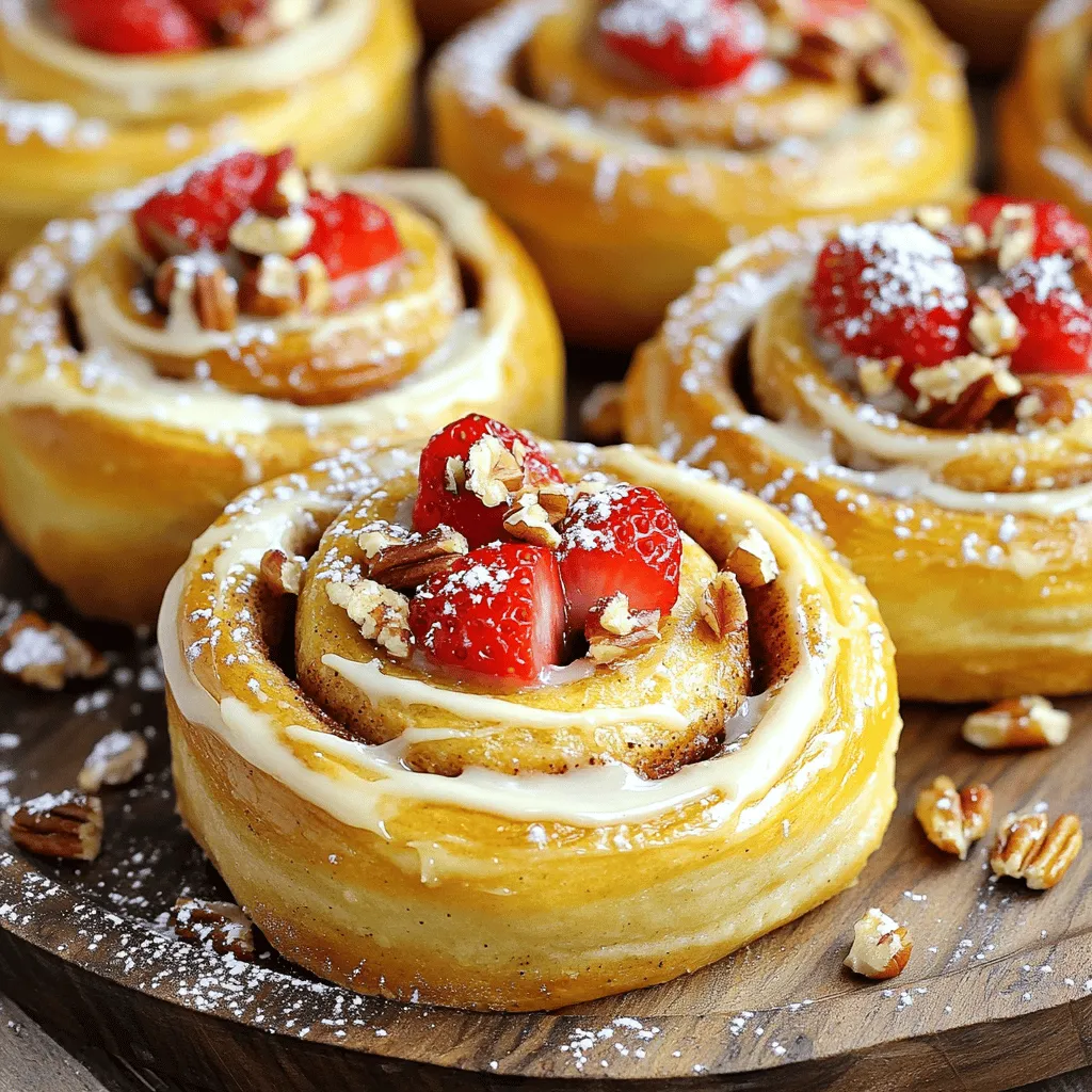 Strawberry Cheesecake Cinnamon Rolls with Pecans Delight