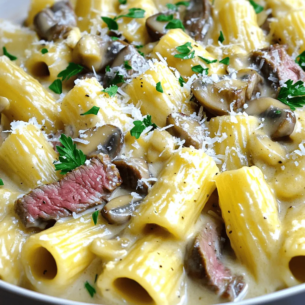 Creamy Steak and Mushroom Rigatoni Flavorful Delight