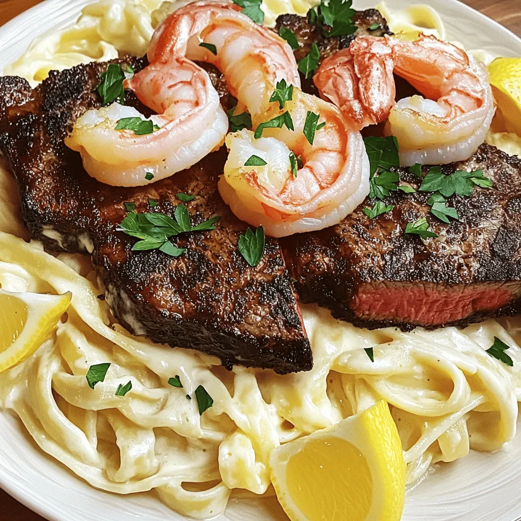 Blackened Steak and Shrimp Alfredo Recipe