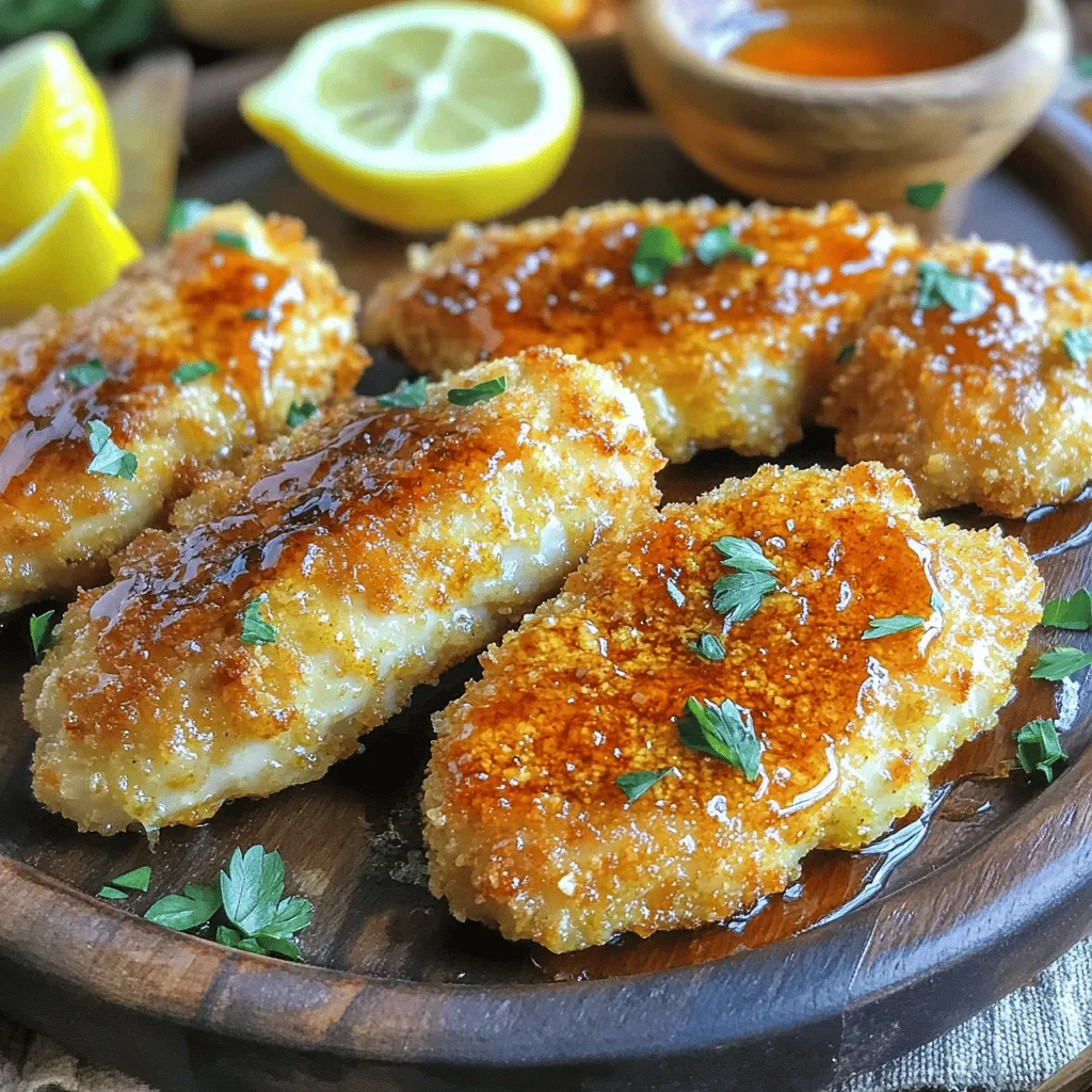 To make hot honey chicken cutlets, you need a few key items. First, use 4 boneless, skinless chicken breasts. They cook evenly and stay juicy. You will also need 1 cup of all-purpose flour. This helps the seasonings stick.
