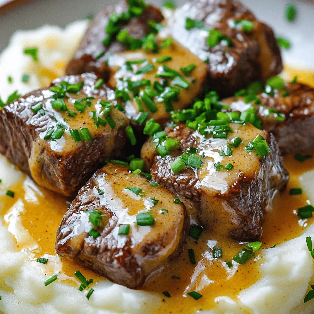 Creamy Garlic Butter Steak Bites with Mashed Potatoes