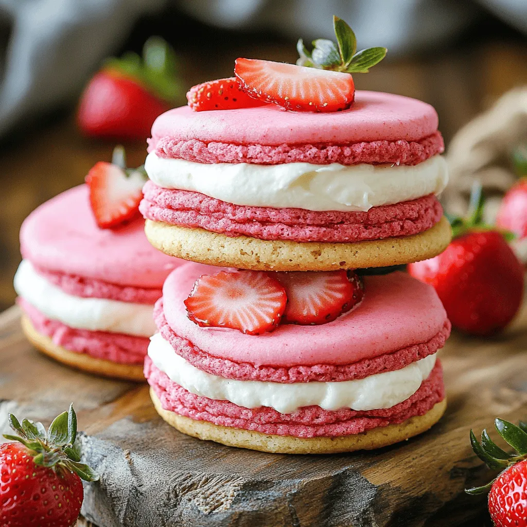 Soft Strawberry Cake Mix Sandwich Cookies
