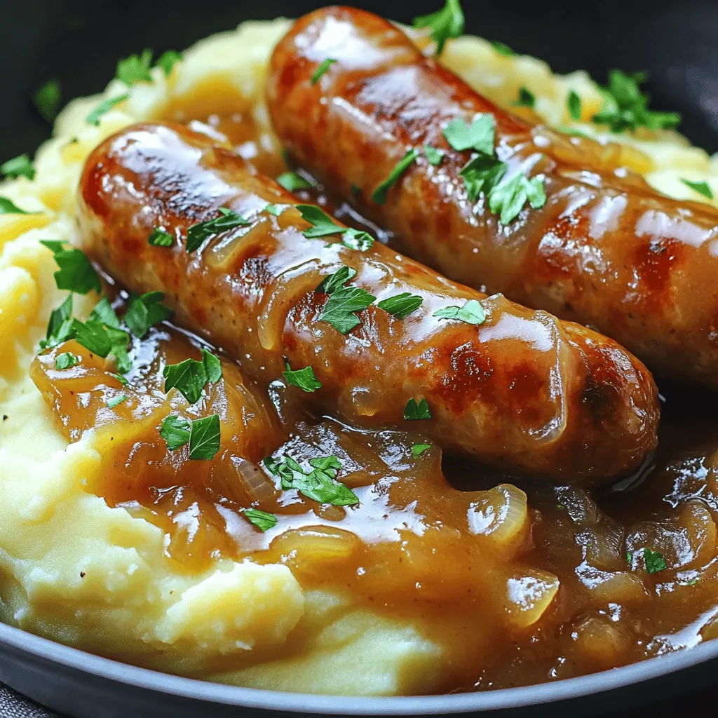 Bangers and Mash with Onion Gravy Tasty Comfort Meal