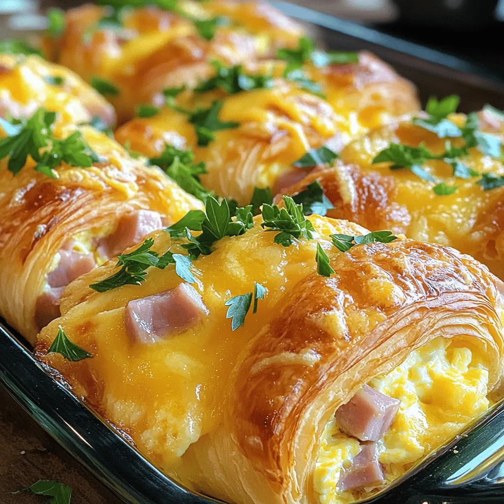 For the Ham and Cheese Croissant Bake, you will need the following ingredients: