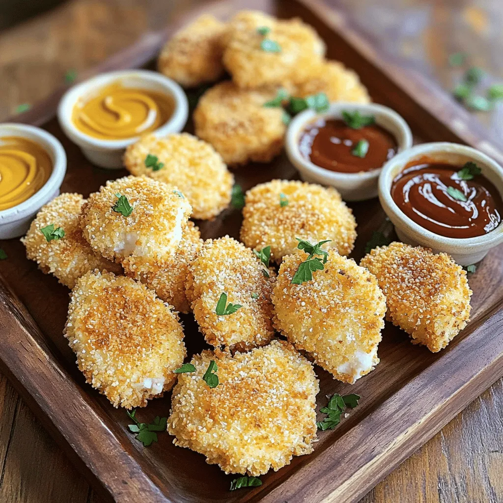 - 1 lb (450g) chicken breast, cut into bite-sized pieces - 1 cup all-purpose flour - 1 teaspoon garlic powder - 1 teaspoon onion powder - 1 teaspoon paprika - Salt and pepper to taste - 2 large eggs - 1 cup breadcrumbs (panko for extra crunch) - 1 teaspoon dried oregano - 1 teaspoon chili powder (optional for heat) - Vegetable oil, for frying When I say 1 lb of chicken, I mean about four small breasts. For flour, it