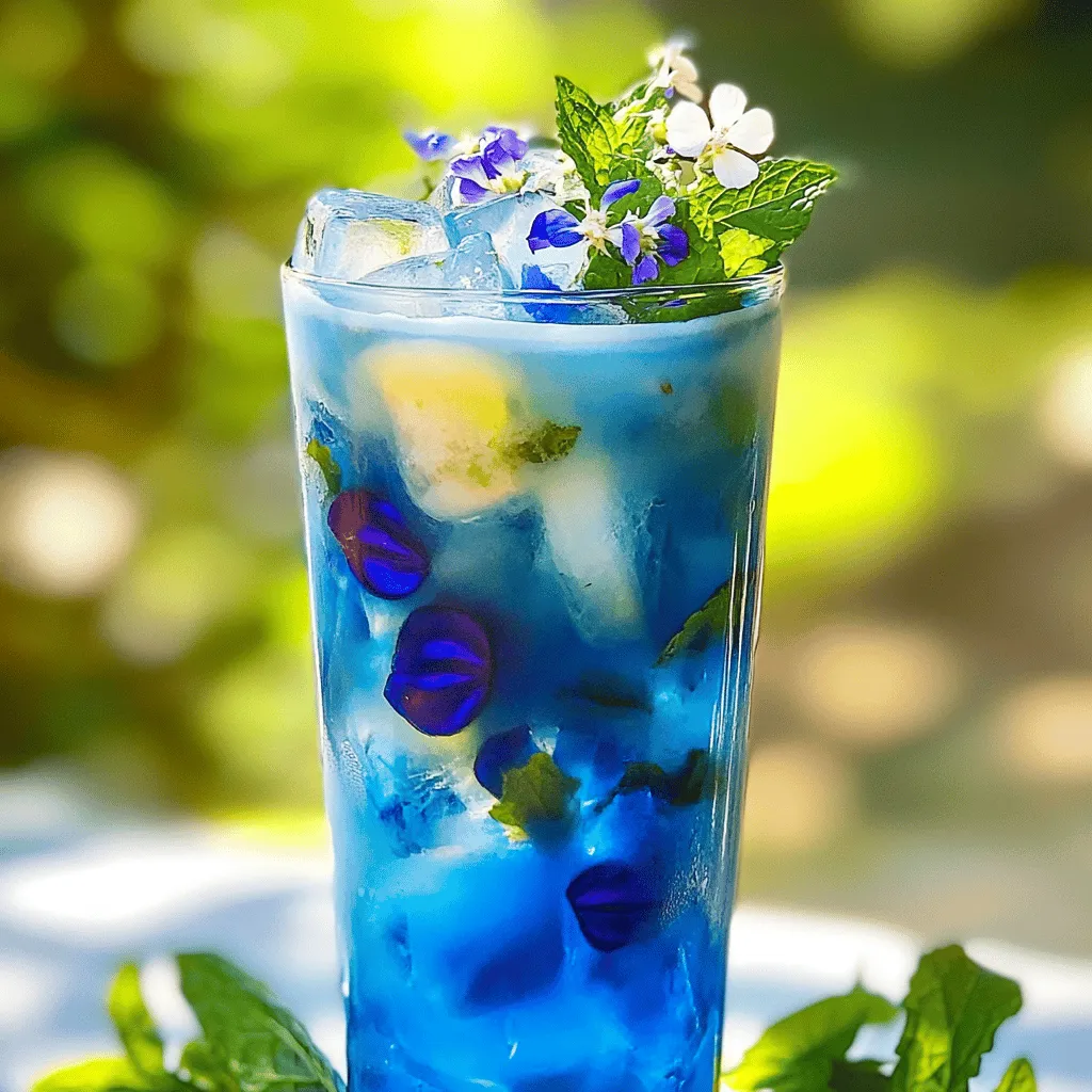 To make an Iced Butterfly Pea Flower Tea Latte, you need just a few key items. First, you will use dried butterfly pea flowers. They give the drink its vibrant blue color and unique taste. Next, you need water to steep the flowers. Coconut milk adds a creamy texture, but you can choose any milk you like.