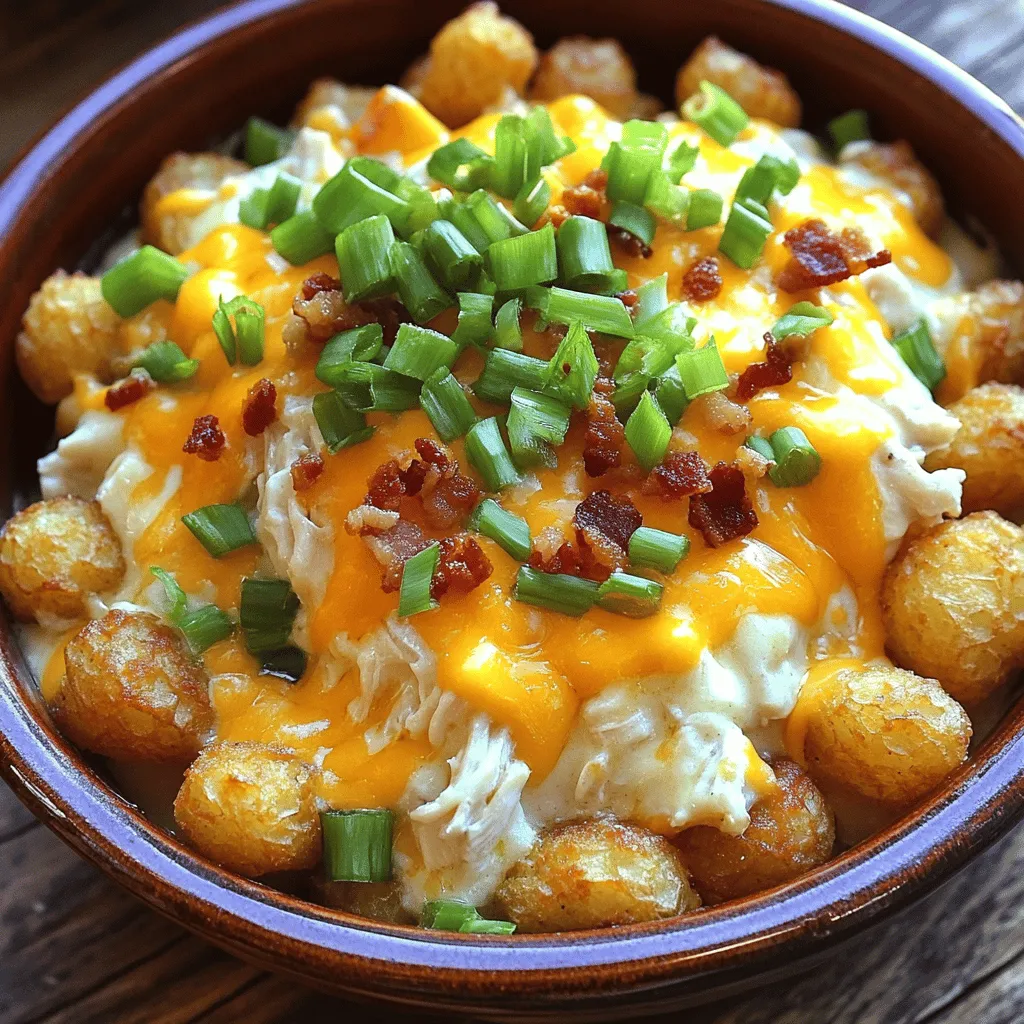 The Cracked Out Chicken Tater Tot Casserole is a fun dish. It brings together flavors that everyone loves.