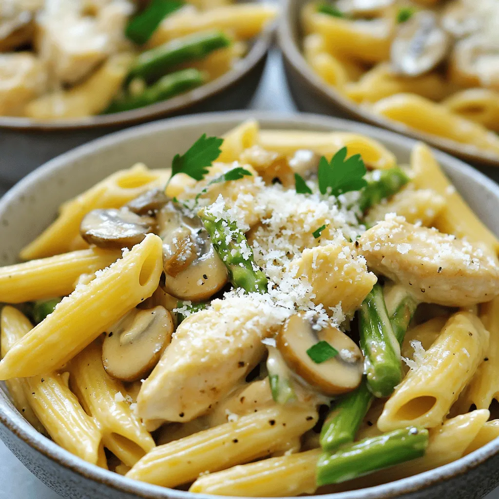 Creamy Mushroom and Asparagus Chicken Penne Delight