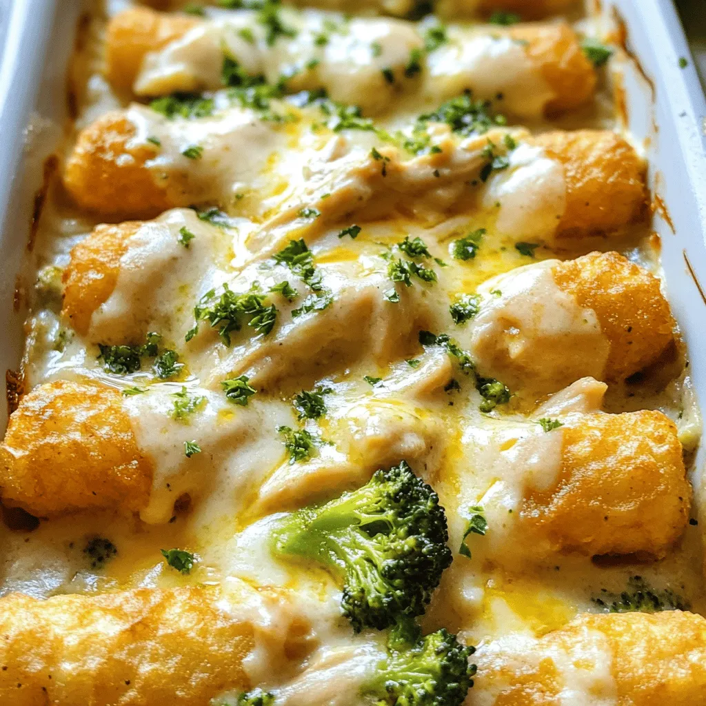 Savory Creamy Chicken Alfredo Tater Tot Casserole Delight