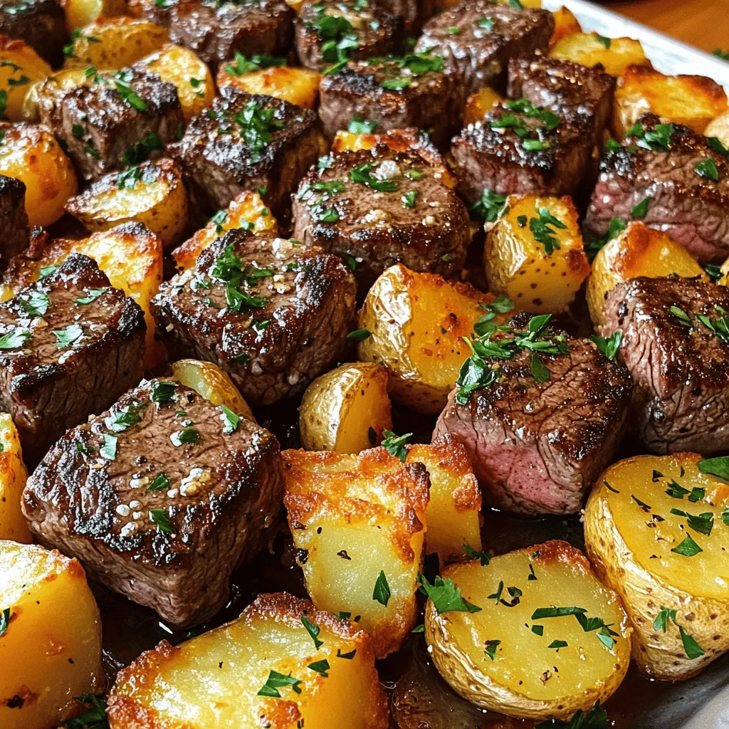 Garlic Butter Steak Bites and Potatoes Easy Recipe