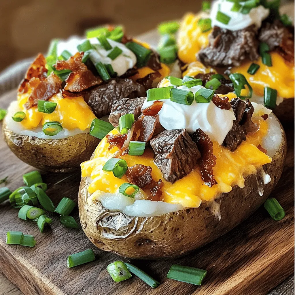 Loaded Baked Potato with Juicy Steak Bites Delight
