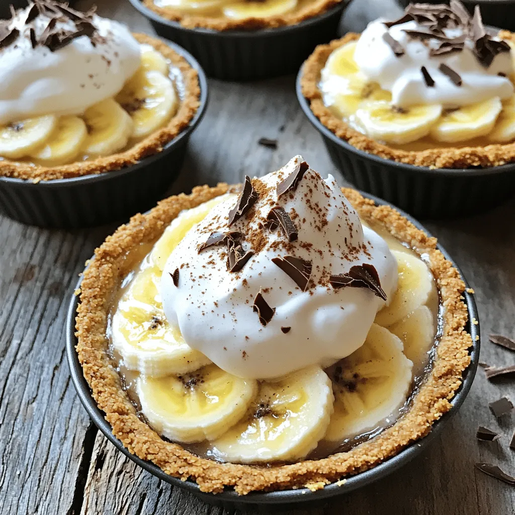 - 1 ½ cups graham cracker crumbs - ½ cup unsalted butter, melted - 2 tablespoons sugar - 2 ripe bananas, sliced - 2 cups vanilla pudding (store-bought or homemade) - 1 cup whipped cream (prepared or homemade) - ½ teaspoon cinnamon (optional) - Chocolate shavings or crushed nuts for garnish