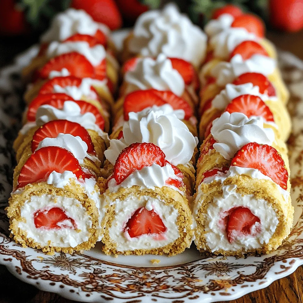 To make easy strawberry cheesecake rolls, you need simple ingredients. The main ones are flour tortillas, cream cheese, powdered sugar, and fresh strawberries. You will also need vanilla extract and graham cracker crumbs for extra flavor. Finally, whipped cream adds a nice touch on top.