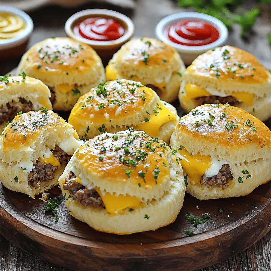 Garlic Parmesan cheeseburger bombs are a tasty treat. These snacks combine classic cheeseburger flavors with a twist. You get juicy beef, rich cheese, and a hint of garlic. Wrapped in soft, flaky biscuit dough, they are perfect for sharing.