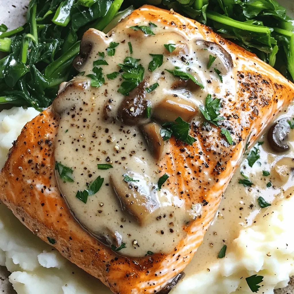 To create the perfect creamy garlic mushroom salmon recipe, you need quality ingredients. First, choose your salmon. Fresh or frozen works, but wild-caught salmon has richer flavor. Look for fillets that are bright in color and smell fresh, not fishy.