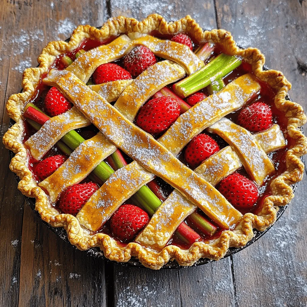 - 1 ½ cups all-purpose flour - ½ teaspoon salt - 1 tablespoon granulated sugar - ½ cup unsalted butter, chilled and cubed - 4 to 5 tablespoons ice water - 2 cups fresh strawberries, hulled and halved - 2 cups rhubarb, diced - 1 cup granulated sugar - 3 tablespoons cornstarch - 1 teaspoon vanilla extract - 1 teaspoon lemon juice - 1 tablespoon unsalted butter, for dotting - 1 egg, beaten (for egg wash) - Coarse sugar for sprinkling (optional)