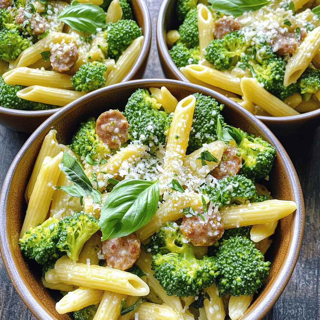Broccoli and sausage pasta is simple yet full of flavor. This dish needs a few key ingredients. First, choose your pasta. I like penne or fusilli. These shapes hold the sauce well. You can also use any pasta you have on hand.