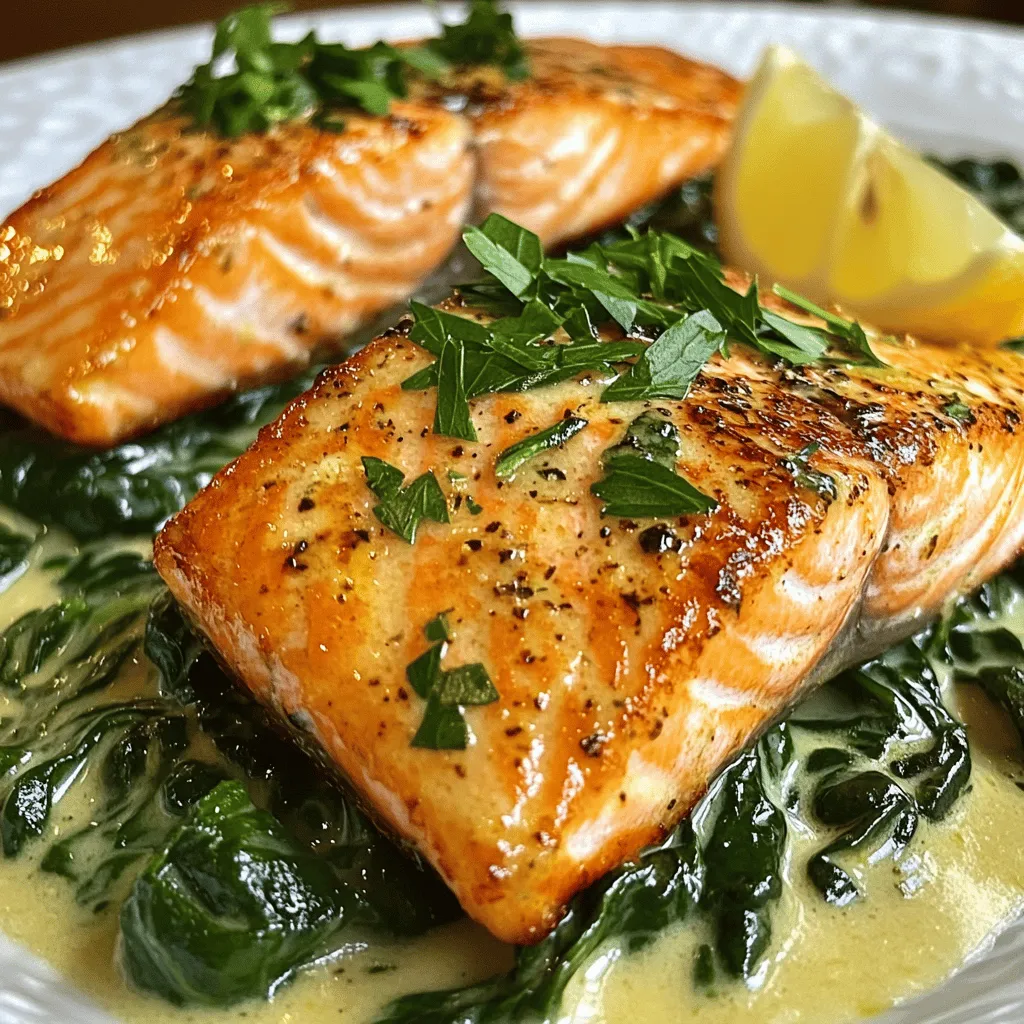 Pan-Seared Salmon Florentine with Creamy Spinach Sauce