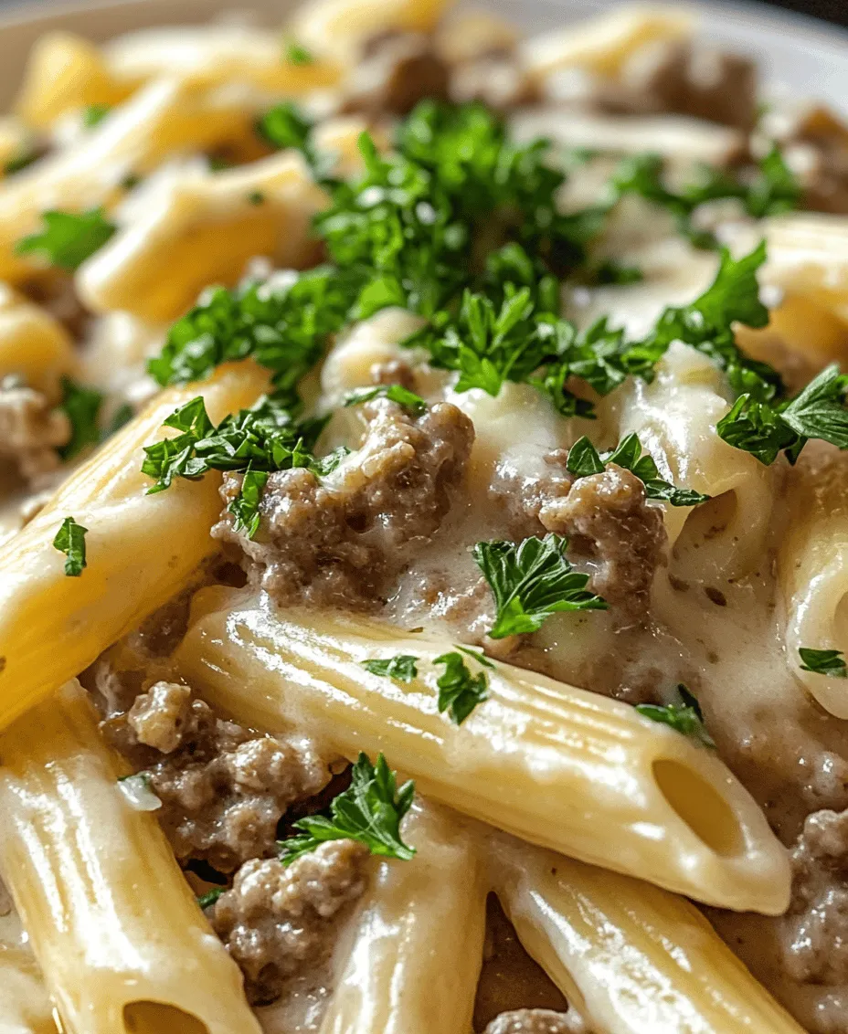 What makes this creamy beef pasta so appealing? First and foremost, it’s all about the balance of flavors and textures. The ground beef adds a hearty protein component, while the pasta serves as the perfect base to soak up the rich sauce. The combination of beef broth and heavy cream creates a velvety, indulgent sauce that wraps around each piece of pasta, ensuring that every forkful is packed with flavor.