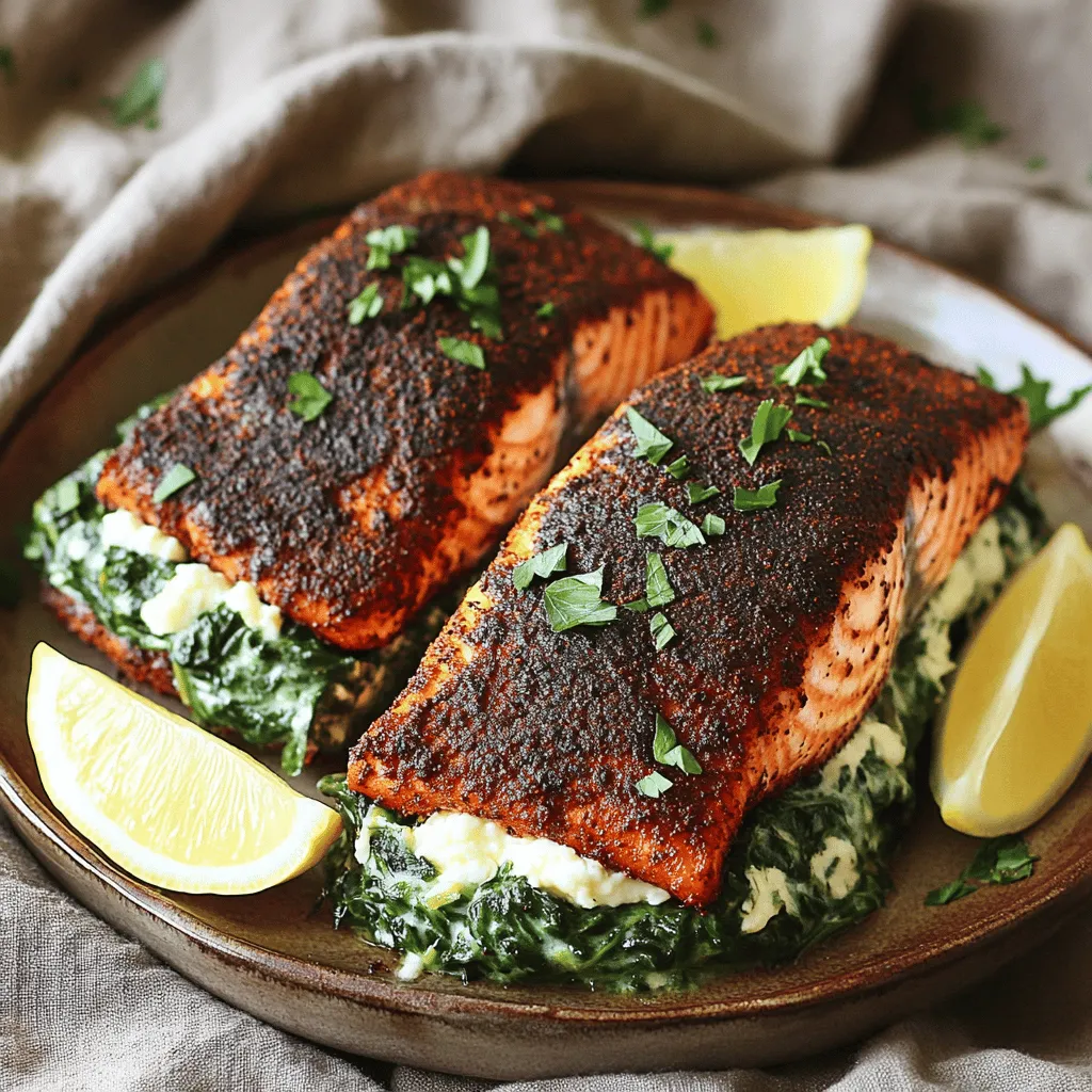 Creating a delicious blackened salmon stuffed with spinach and Parmesan cheese requires some key ingredients. Here’s what you’ll need:
