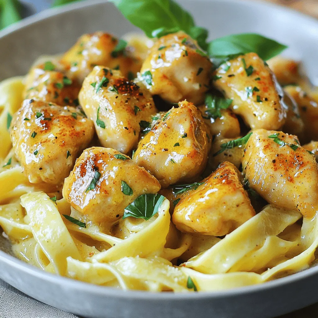 Garlic Butter Chicken Bites with Savory Creamy Parmesan Pasta